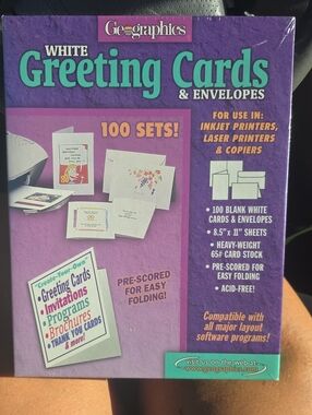 White Greeting Cards & Envelopes - Purple